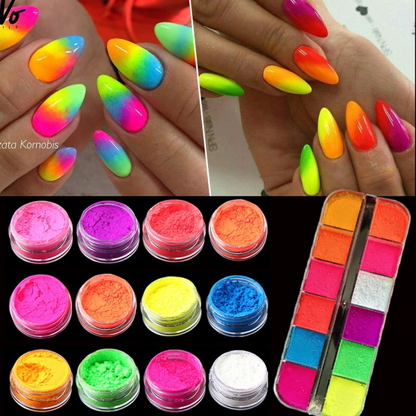 Luminous Nail Powder Neon Pigment Fluorescent Powder Phosphor Nails Glitter  DIY Nail Art Decoration Manicure | Wish