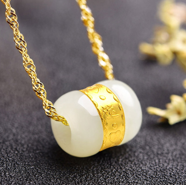 Gold Inlaid Jade Pendant Passepartout 