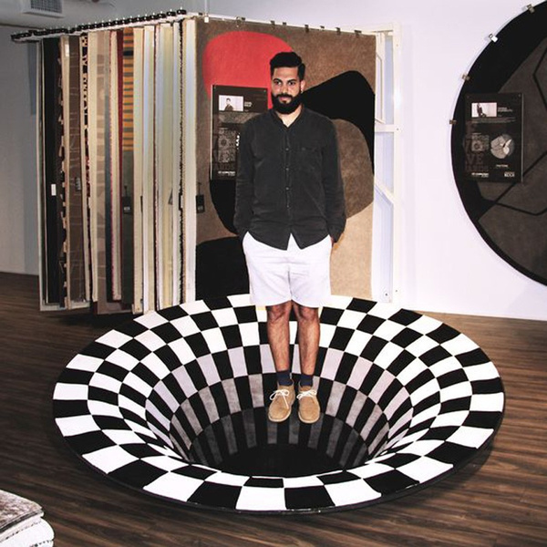 3D Vortex Illusion Rug Swirl Print Optical Illusion Areas Rug Carpet Floor  Pad Non-slip Doormat Mats for Home