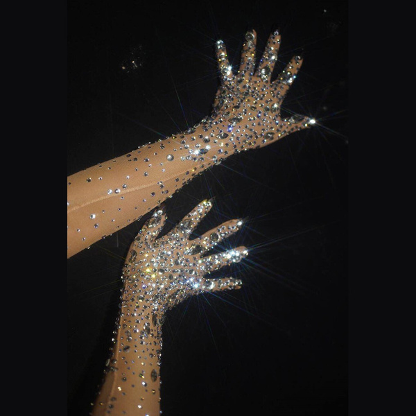 glitter gloves womens