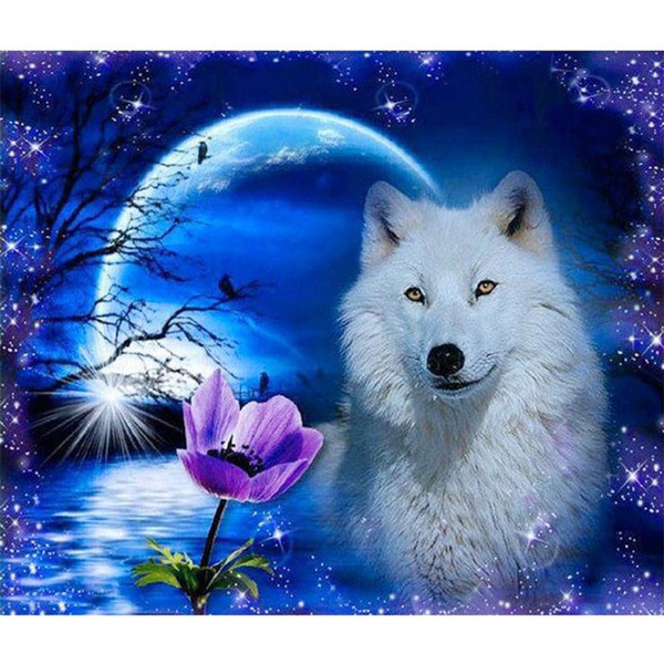 DIY 5D Moon Wolf Diamond Painting Full Drill with Number Kits Home and  Kitchen Fashion Crystal Rhinestone Embroidery Paintings Canvas Pictures  Wall Decoration Gifts Arts and Crafts for Adults and Kids