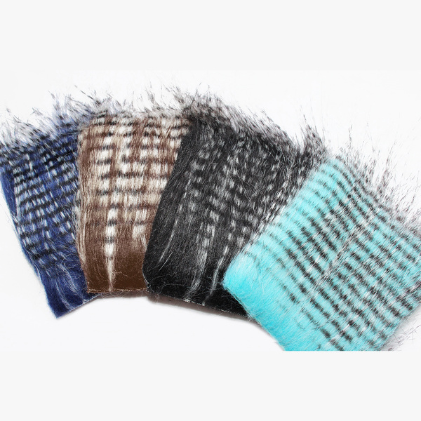 4 pcs 20X10cm Furabou Craft Fur Barred Soft Synthetic Fiber Streamer Tail  Wing Fly Fishing Tying Materials
