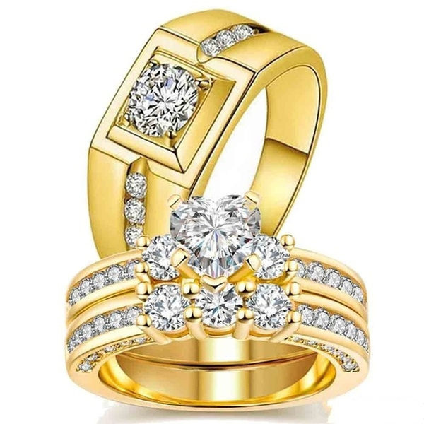 Wedding Ring - Gold Filled Heart-shaped Wedding Ring Set for Women ...