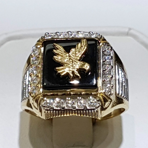 Punk Eagle Ring Mode Herre 18K Guld Naturlige ædelstene Hvid Safir Vintage Ringe Kæreste Gave Ring Jubilæum Banket Luksus Ring Smykker Størrelse 7-13 | Wish
