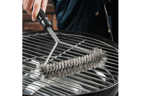 Barbecue Grill BBQ Brush Stainless Steel Wire Bristles Cleaning Brushes  With Handle Durable