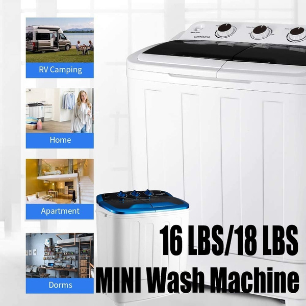 EROMMY Portable Mini Compact Twin Tub Washing Machine w//Wash and Spin Cycle Apartments RVs 17lbs 2IN1 Washer Spin Dryer Ideal for Dorms Black Camping etc
