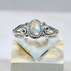 Sterling, DIAMOND, wedding ring, Moonstone