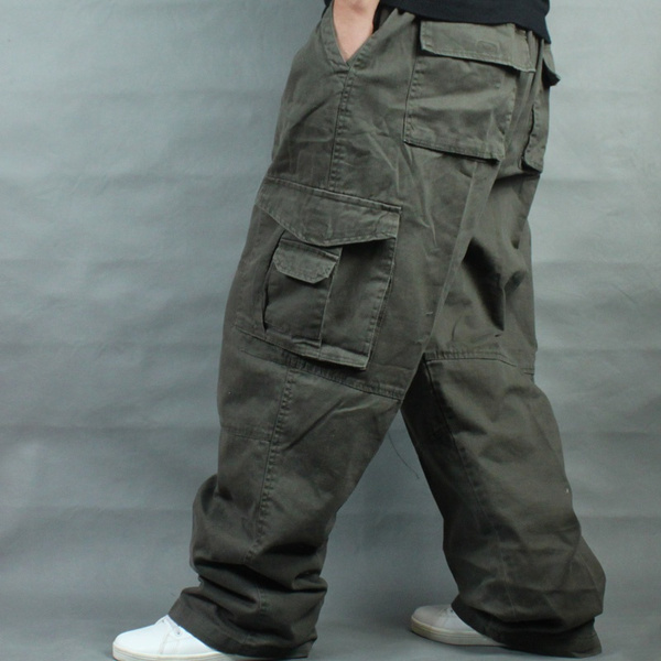 Men Plus Size Cargo Trousers Work Outdoor Pants Loose Baggy Hip Hop ...