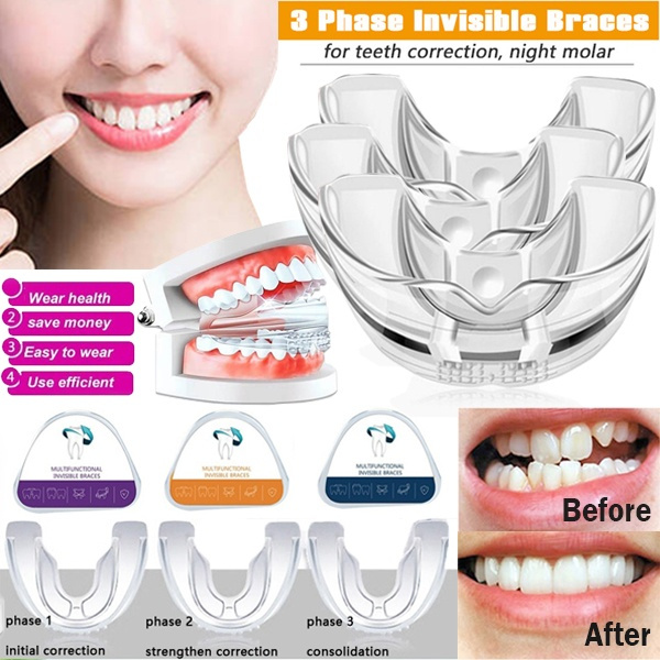 3 Phase Silicone Invisible Tooth Set Teeth Tray Night Molar Dental Orthodontic Appliance Retainer Teeth Corrector Braces Mouthguard Braces Wish