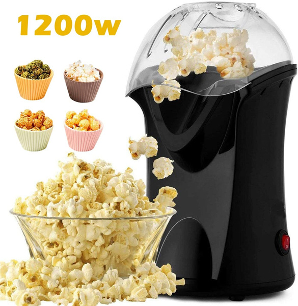 Popcorn Popper, 1200W Hot Air Popcorn Machine, No Oil Needed Electric  Popcorn Maker with Measuring Cup and Removable Top Cover (Black, White)