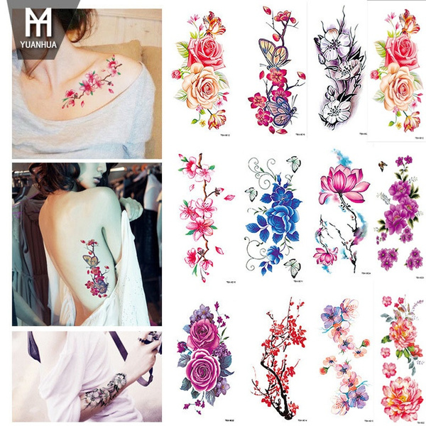 Sdrawing Temporary Purple pink white yellow flower tattoo stickers face arm  stickers daisy stickers… | Yellow flower tattoos, Butterfly with flowers  tattoo, Tattoos