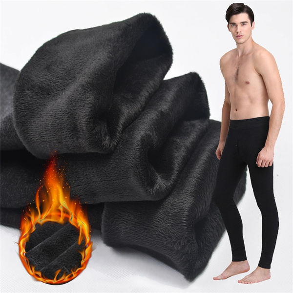 Fashion Brushed Stretch Fleece Lined Thick Tights Pants Men Warm Winter  Pants Warm Leggings