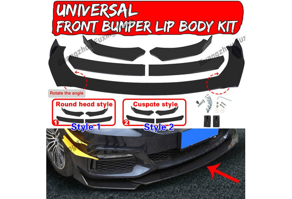 Universal Detachable 4PCS Car Front Bumper Lip Chin Spoiler Splitter Plate  Diffuser Body Kit Detachabl Front Bumper Lip Splitter Chin Spoiler 