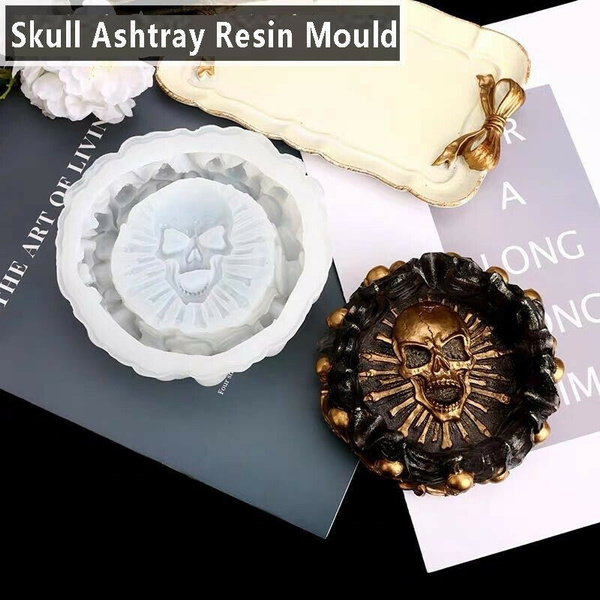 Holder Resin Ashtray Mold  Epoxy Craft Skull Silicone Casting Making Mould 