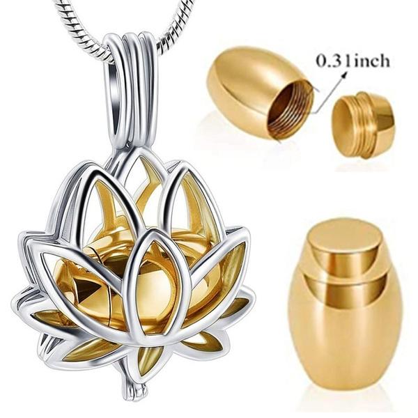 Cremation Jewelry For Ashes Lotus Flower Ashes Pendant Necklace With Mini Keepsake Urn Memorial