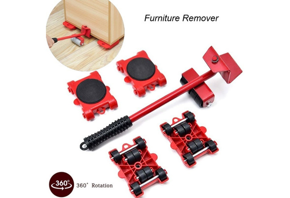 New Heavy Duty Furniture Lifter Transport Tool Furniture Mover set 4  Sliders 1 Wheel Bar for Lifting Moving Furniture Helper