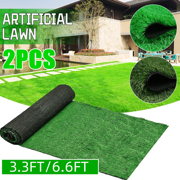 2 Pcs Encryption Pet Dog Area Landscape Soft Artificial Synthetic Grass Turf Fake Lawn Golf Outdoor Decor Floor Mat Wish 2 Pcs Encryption Pet Dog Area Landscape, Golf Outdoor Decor