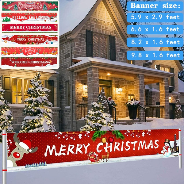 Christmas Holiday Outdoor Decor Xmas Banner Extra Large Merry Christmas Banner 
