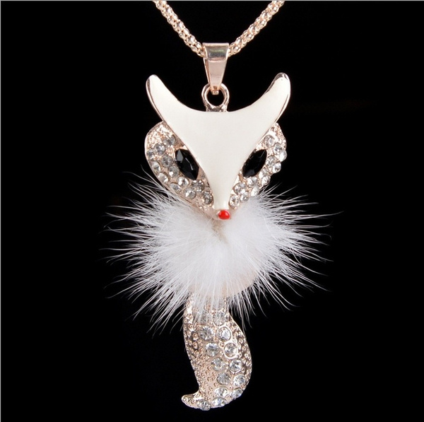 white fox necklace