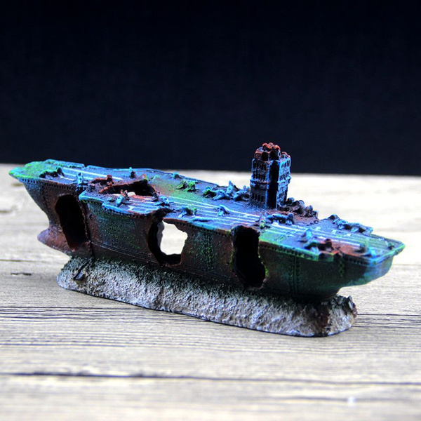Fish Tank Adornment Aircraft Carrier Ornament Aquarium Resin Ornament