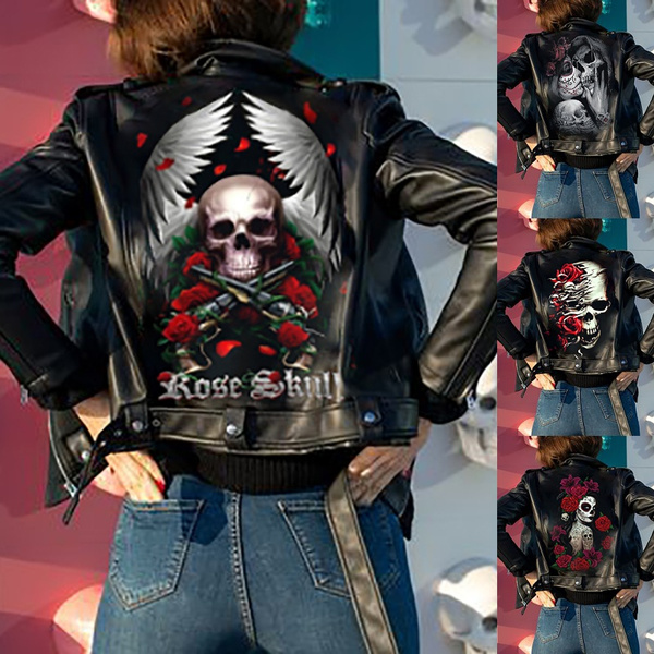 Leather jacket outlet with roses