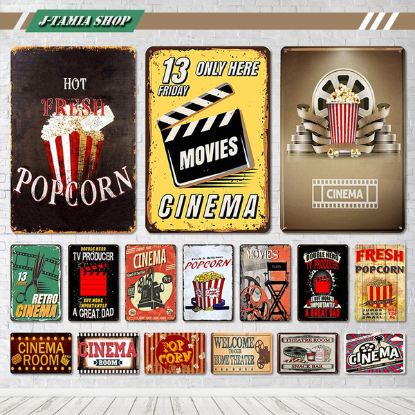 Cartello Metallico Vintage Cinema 30,5x20,3 Cm – Decorazione Da Parete Per Bar, Pub E Casa