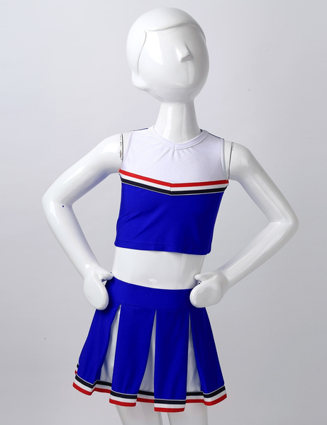 Kids Girls Cheerleading Outfit Crop Top with Pleated Skirts Team ...