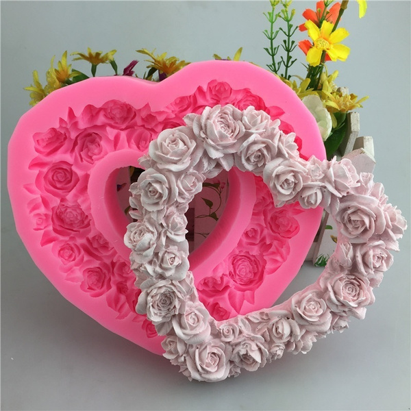 Large Rose Heart Wreath Silicone Food good Mold Big Heart Shaped