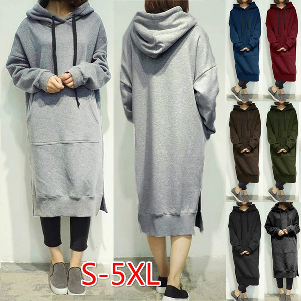 Long hoodie dress plus on sale size