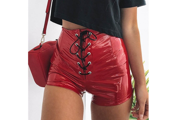 Vinyl Pants Slim Bag Hip High Waist Hot 