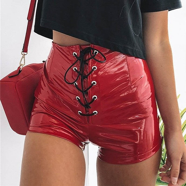 Vinyl Pants Slim Bag Hip High Waist Hot 