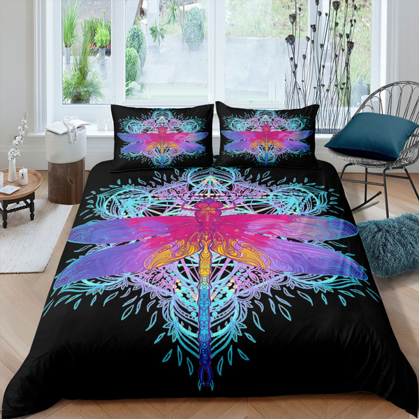 Colorful Dragonfly Bedding Set Bohemian, Dragonfly Twin Bedding