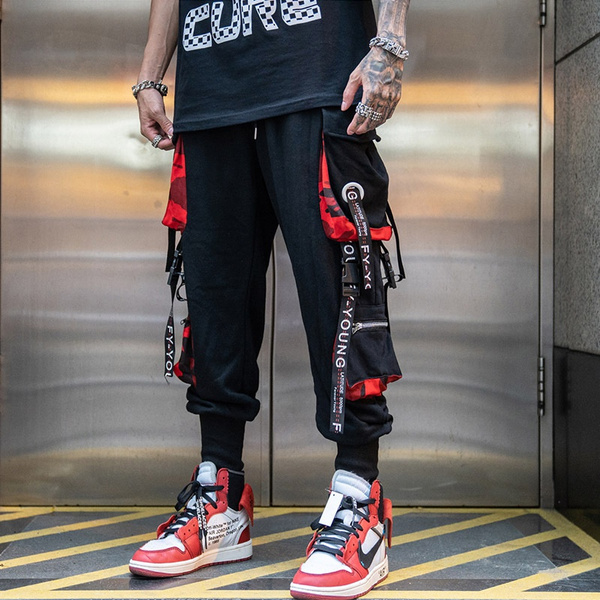 Pantalones Cargo negros de Hip-Hop para hombre ropa de calle harén .. Pantalones Cargo negros de Hip-Hop para hombre ropa de calle harén ..
