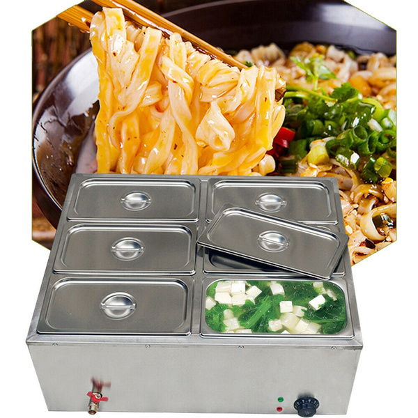 Commercial Buffet Electric Food Warmer 6-Pan Steamer Container Stainless  Steel