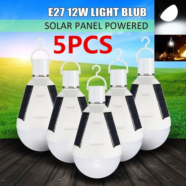E27 Solar Panel Powered LED Bulb Light Portable Outdoor Garden Camping Tent Lamp 