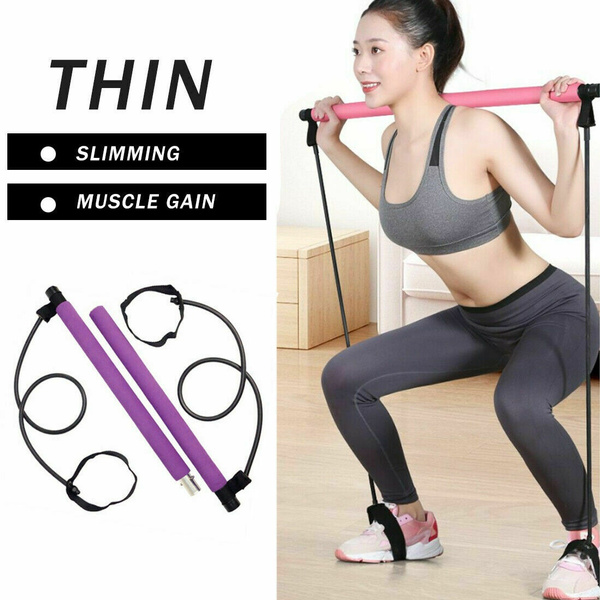 Details about   Pilates Yoga Bar Kit Resistance Trainer Band Toning Exercise Stick Fitness Hot 