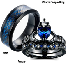 Steel, Couple Rings, Jewelry, Blue Sapphire