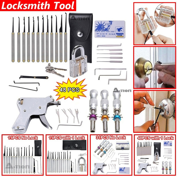 Lock Pick Set Locksmith Tools Practice Hand Tool Broken Key Remove Auto Extractor Set Manual Supplies Hardware