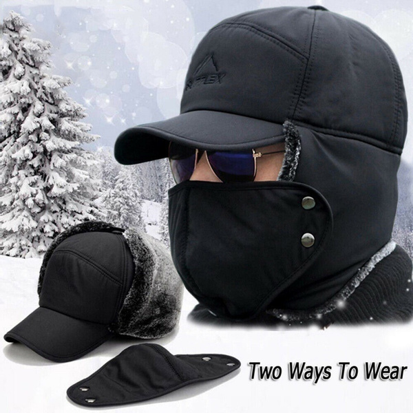 Details about   Winter Hat Face Snow Cap Windproof Baseball Cap Thick Warm Casual Earmuffs Cap 