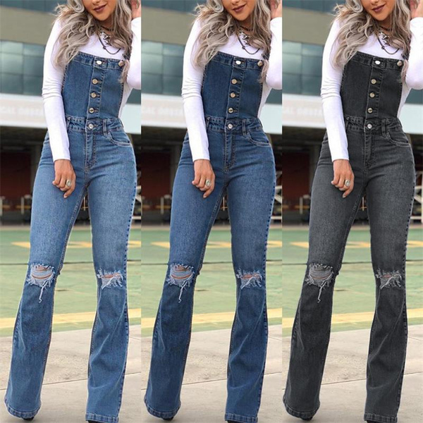 denim romper long pants