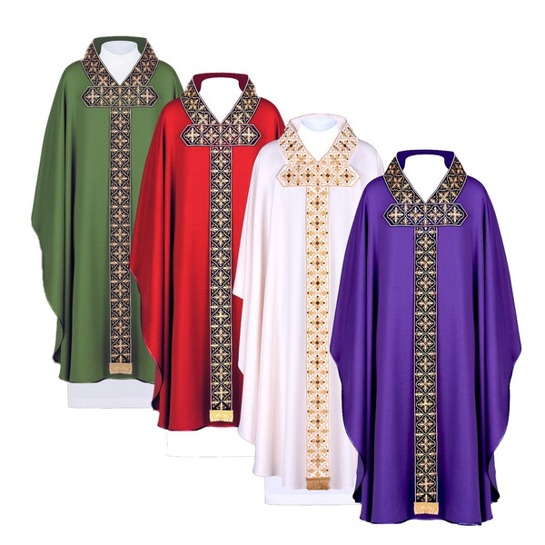 New Arrival Mens Cross Printed Robes Gothic Chasuble Clergy Liturgy