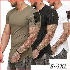 Slim Fit, Cotton T Shirt, Sleeve, Fitness