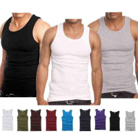 9 Colors Men Tank Top White Pure Cotton Wife Beater A-Shirt Undershirt ...