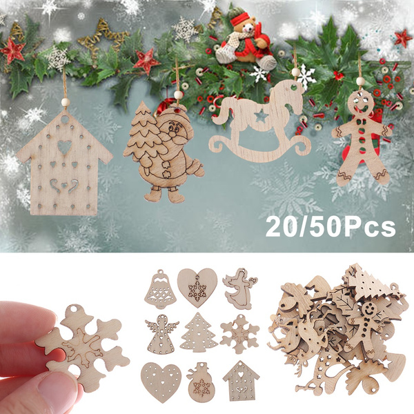 Download 20 50pcs With Hole Decoration Xmas Tree Diy Crafts Embellishments Christmas Ornaments Natural Wood Scrapbooking Wish PSD Mockup Templates