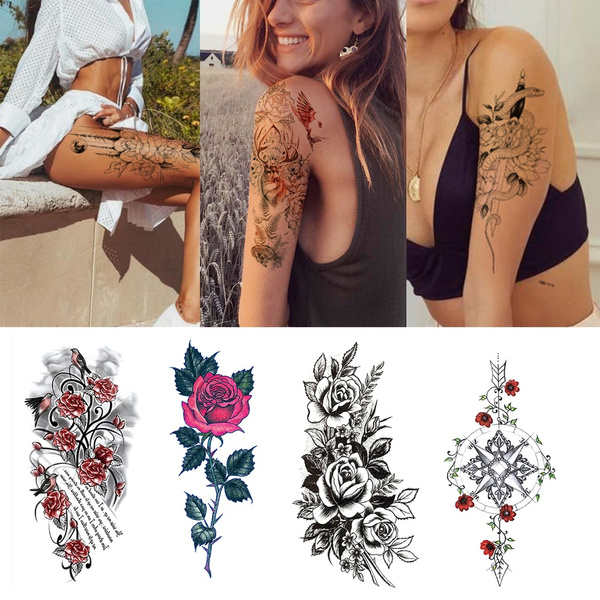 Waterproof Temporary Tattoo Stickers - Flower, Snake & Arm Sleeve