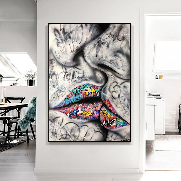 Canvas Hd Prints Pictures Lover Kissing Street Graffiti Art Painting Wall Black Love Kiss Abstract Artwork Home Decor Modular Poster For Living Room Wish - Black Love Wall Art Painting Canvas Hd Prints Pictures Lover Kissing Street Graffiti Art Painting Wall Black Love Kiss Abstract Artwork Home Decor Modular Poster For Living Room Wish - Black Love Wall Art Painting
