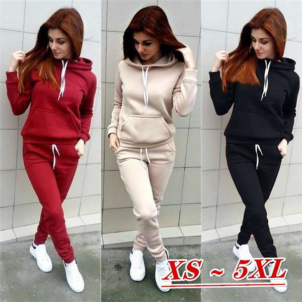 Autumn And Winter Women Tracksuit Long Sleeve Hoodie + Pants Two Pieces ...