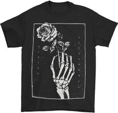 Funny T Shirt, Cotton Shirt, Skeleton, Rose
