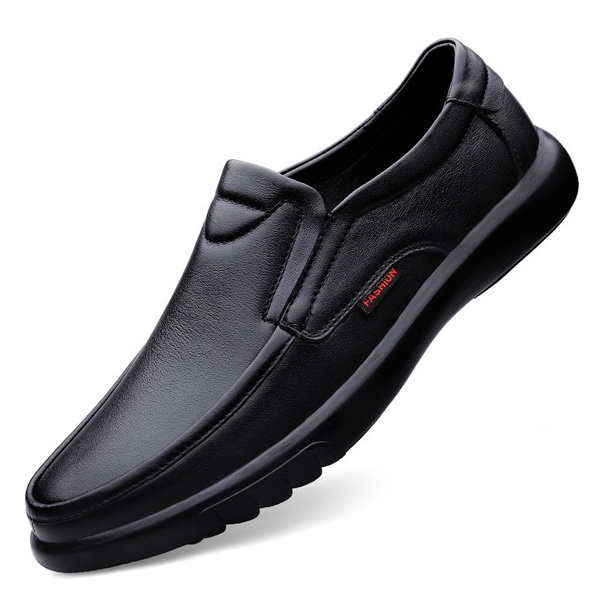 Men Fashion Genuine Leather Shoes Male Real Leather Slip on Beanie ...