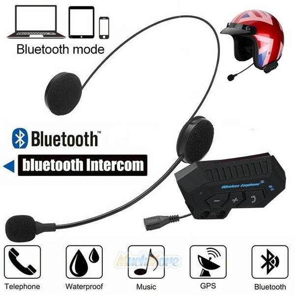 Rechargeable Motorcycle Bluetooth Helmet Intercom FM Radio BT12 Headset 4.1+EDR 